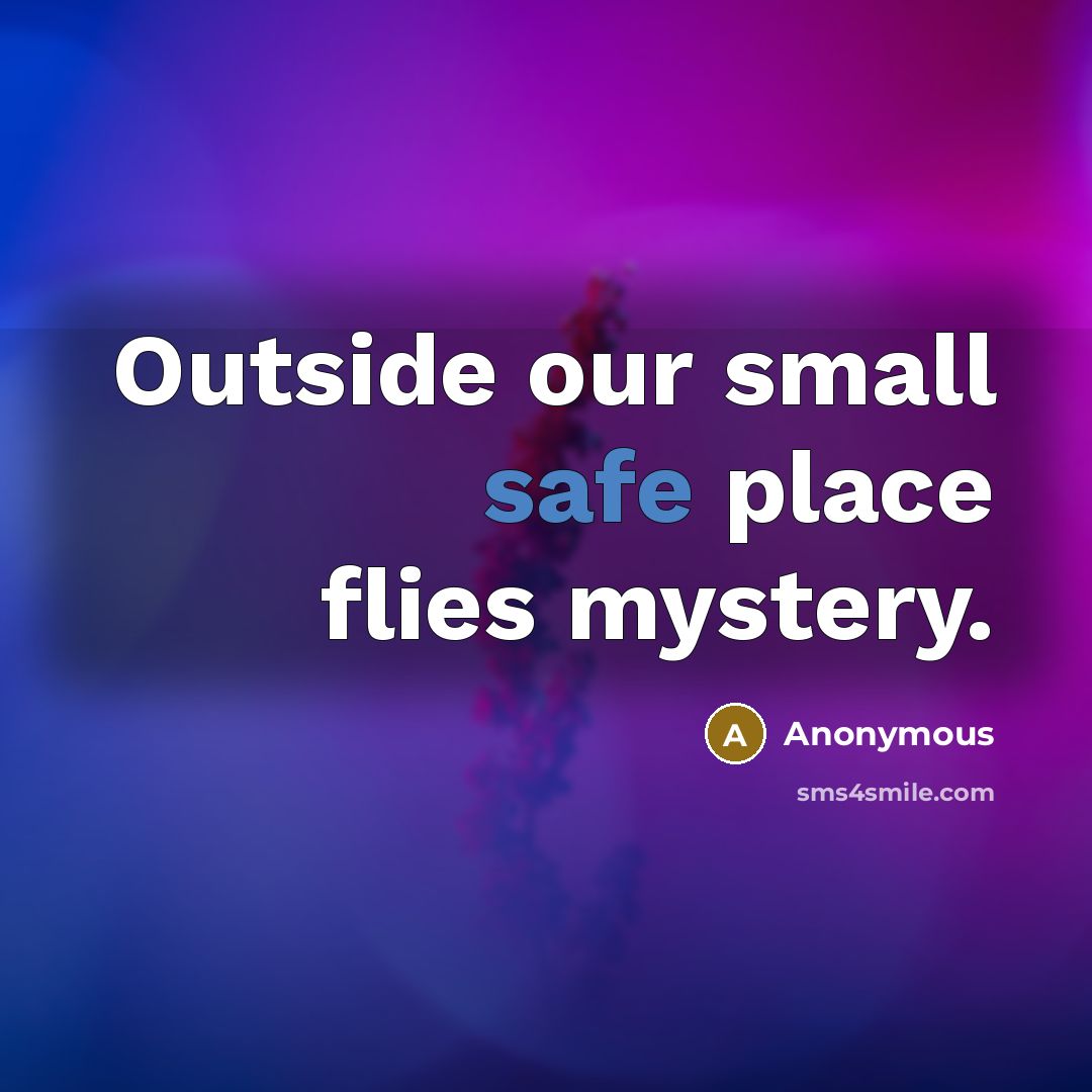 “Outside our small safe place flies mystery.…” quote by Anonymous
