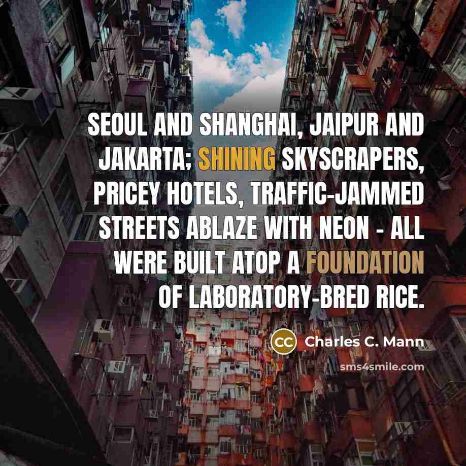 “Seoul and Shanghai, Jaipur and Jakarta; shining skyscrapers, pricey hotels,…” quote by Charles C. Mann