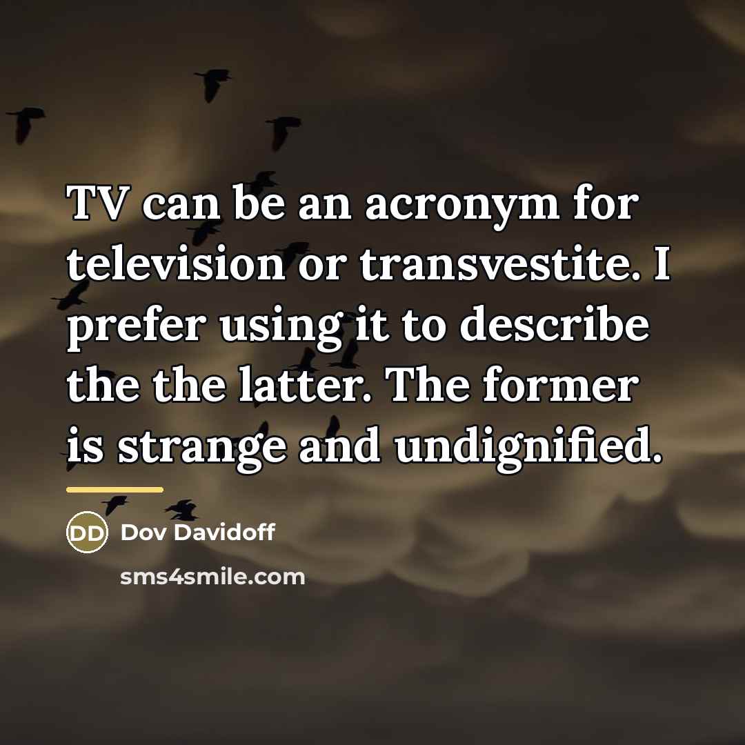 “TV can be an acronym for television or transvestite. I…” quote by Dov Davidoff