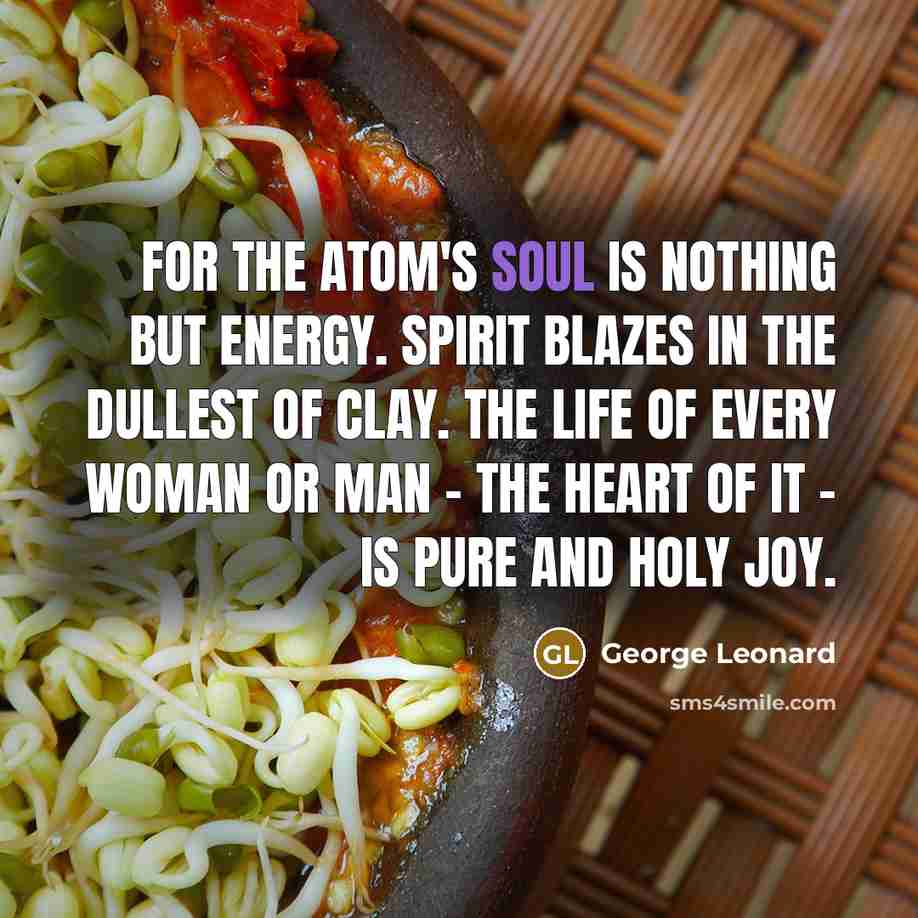 “For the atom's soul is nothing but energy. Spirit blazes…” quote by George Leonard
