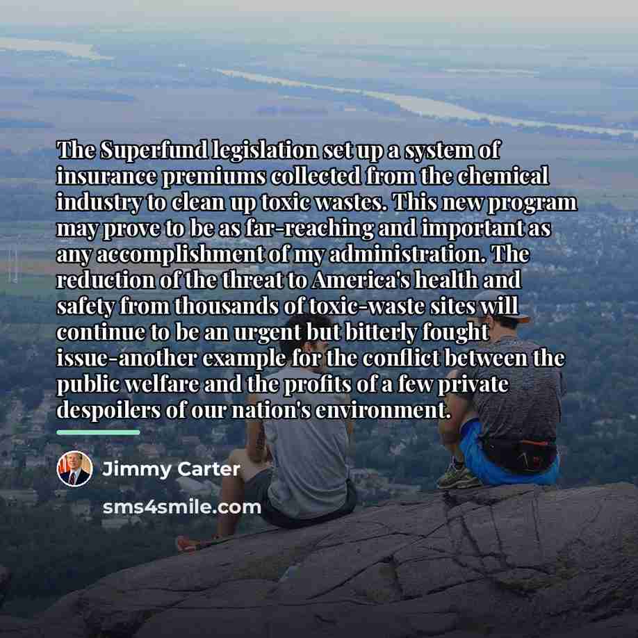 “The Superfund legislation set up a system of insurance premiums…” quote by Jimmy Carter