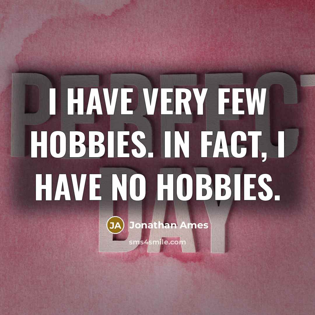 “I have very few hobbies. In fact, I have no…” quote by Jonathan Ames