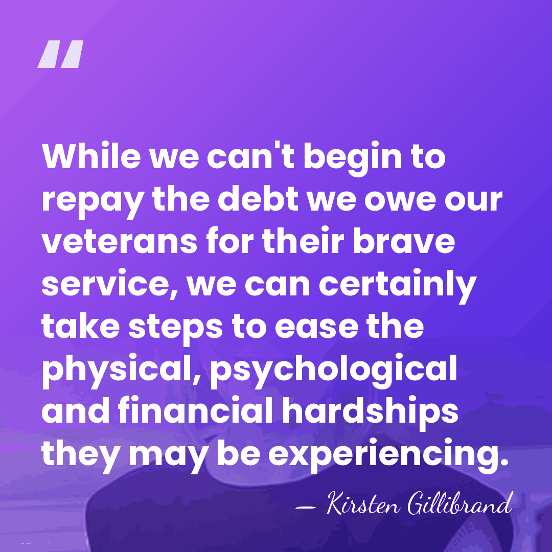 While we can't begin to repay the debt we owe our veterans&hellip; - Kirsten Gillibrand