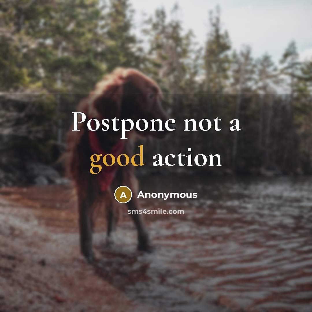 “Postpone not a good action…” quote by Anonymous