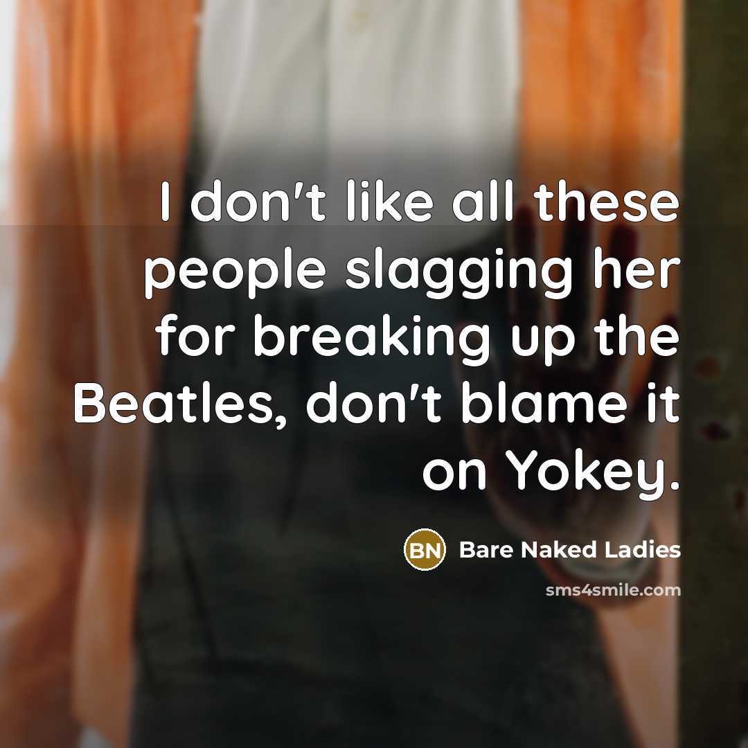 “I don't like all these people slagging her for breaking…” quote by Bare Naked Ladies