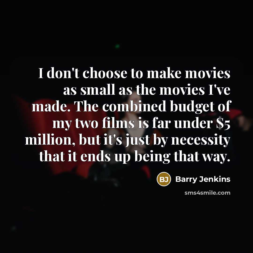 “I don't choose to make movies as small as the…” quote by Barry Jenkins