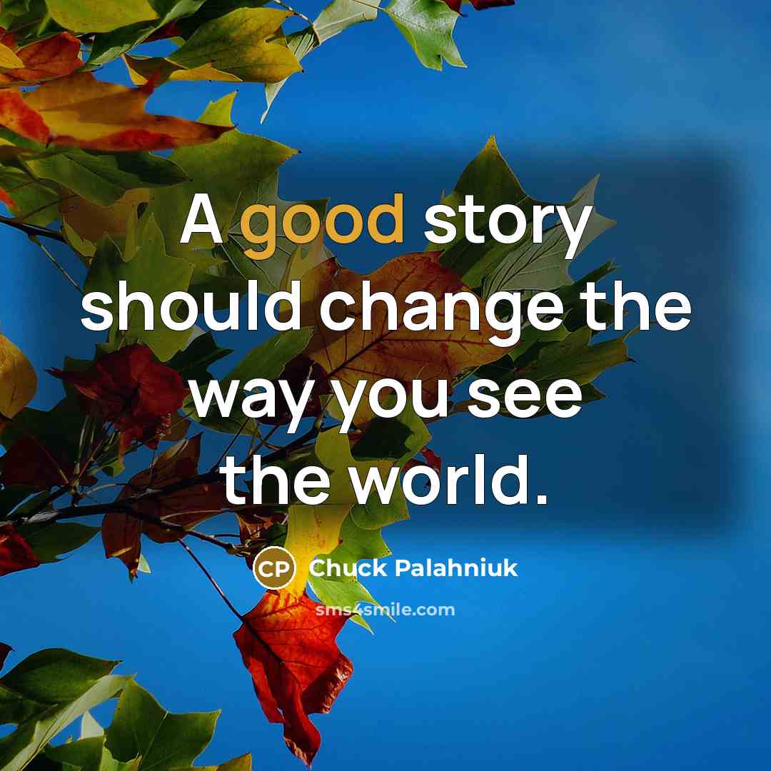 “A good story should change the way you see the world.” quote by Chuck Palahniuk