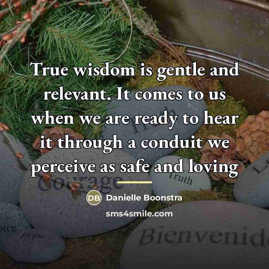 “True wisdom is gentle and relevant. It comes to us…” quote by Danielle Boonstra