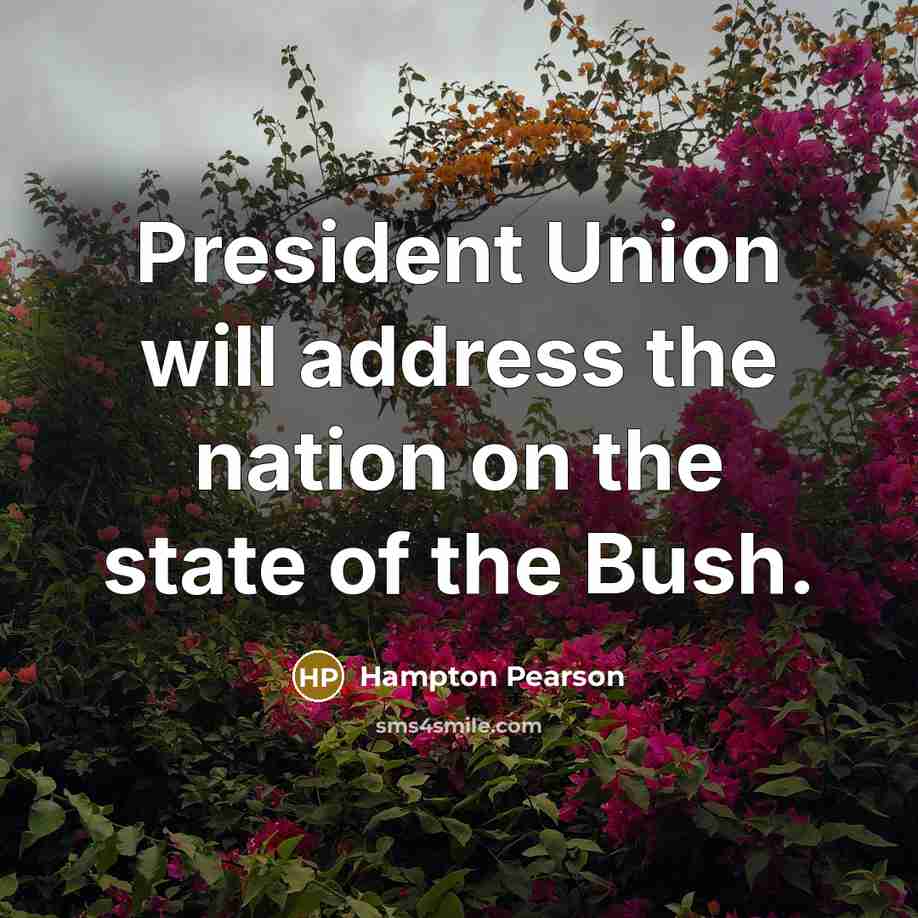 “President Union will address the nation on the state of the Bush.” quote by Hampton Pearson
