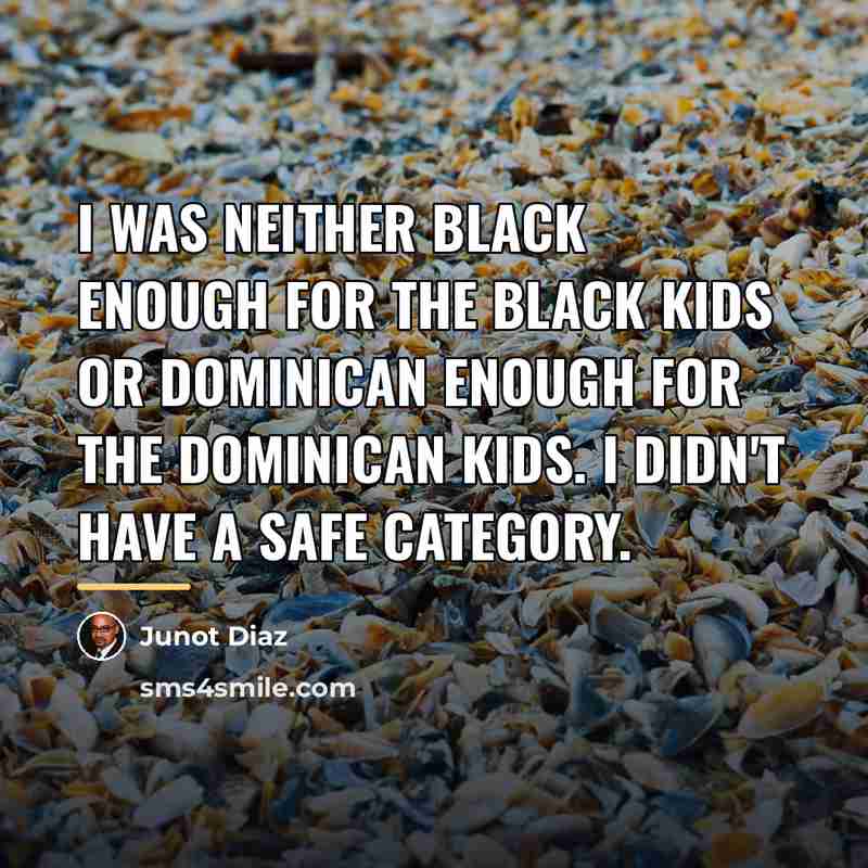 “I was neither black enough for the black kids or…” quote by Junot Diaz
