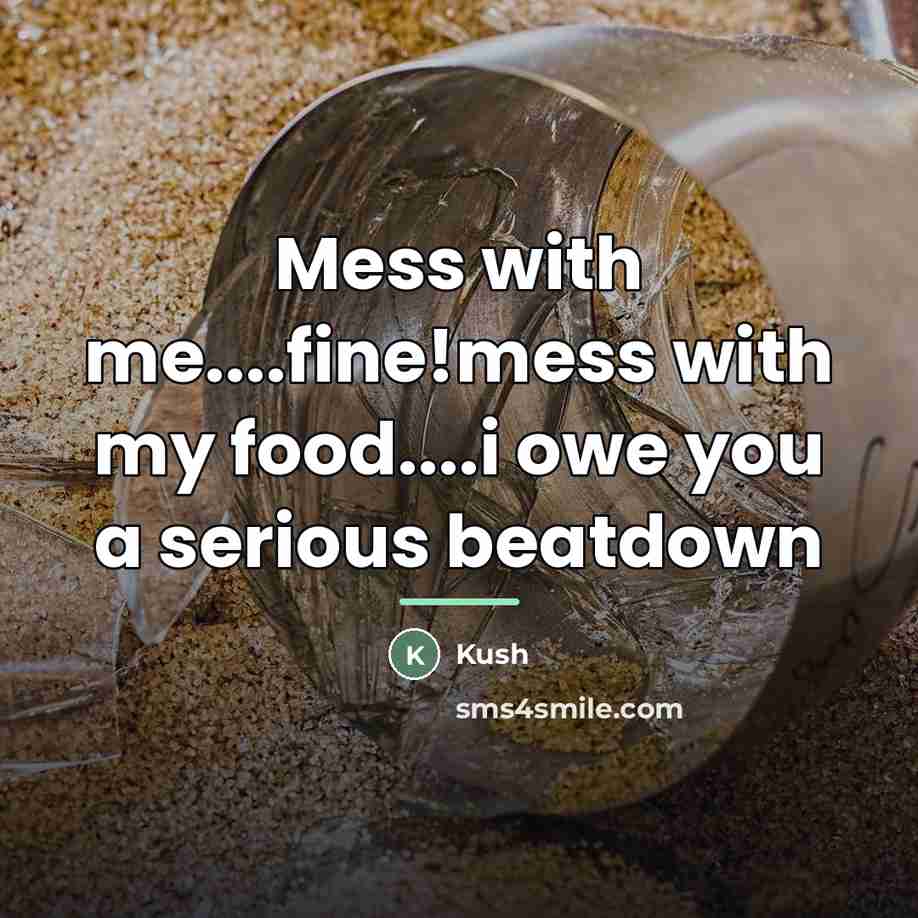 “Mess with me....fine!mess with my food....i owe you a serious…” quote by Kush