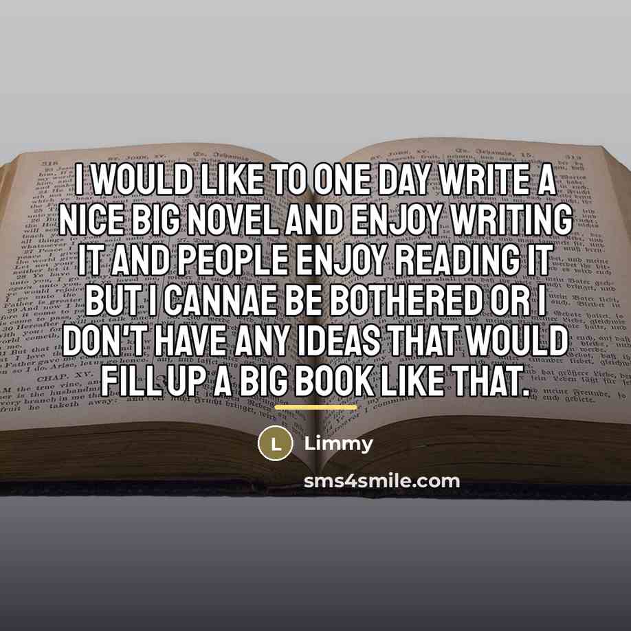 “I would like to one day write a nice big…” quote by Limmy