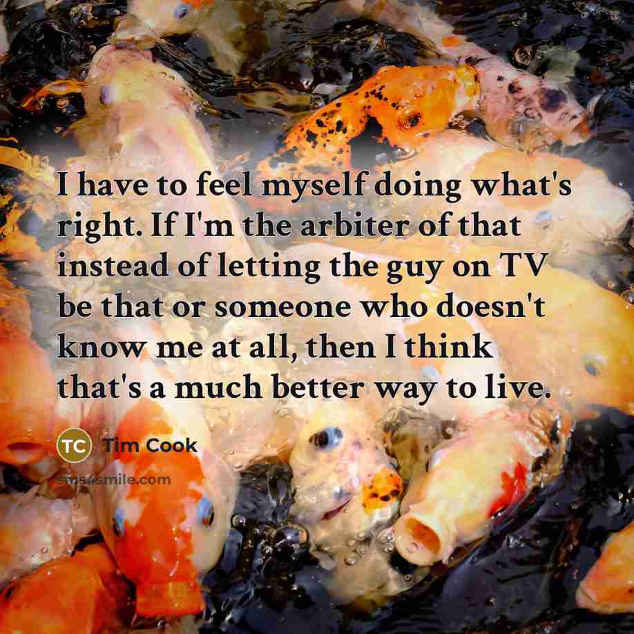 “I have to feel myself doing what's right. If I'm…” quote by Tim Cook
