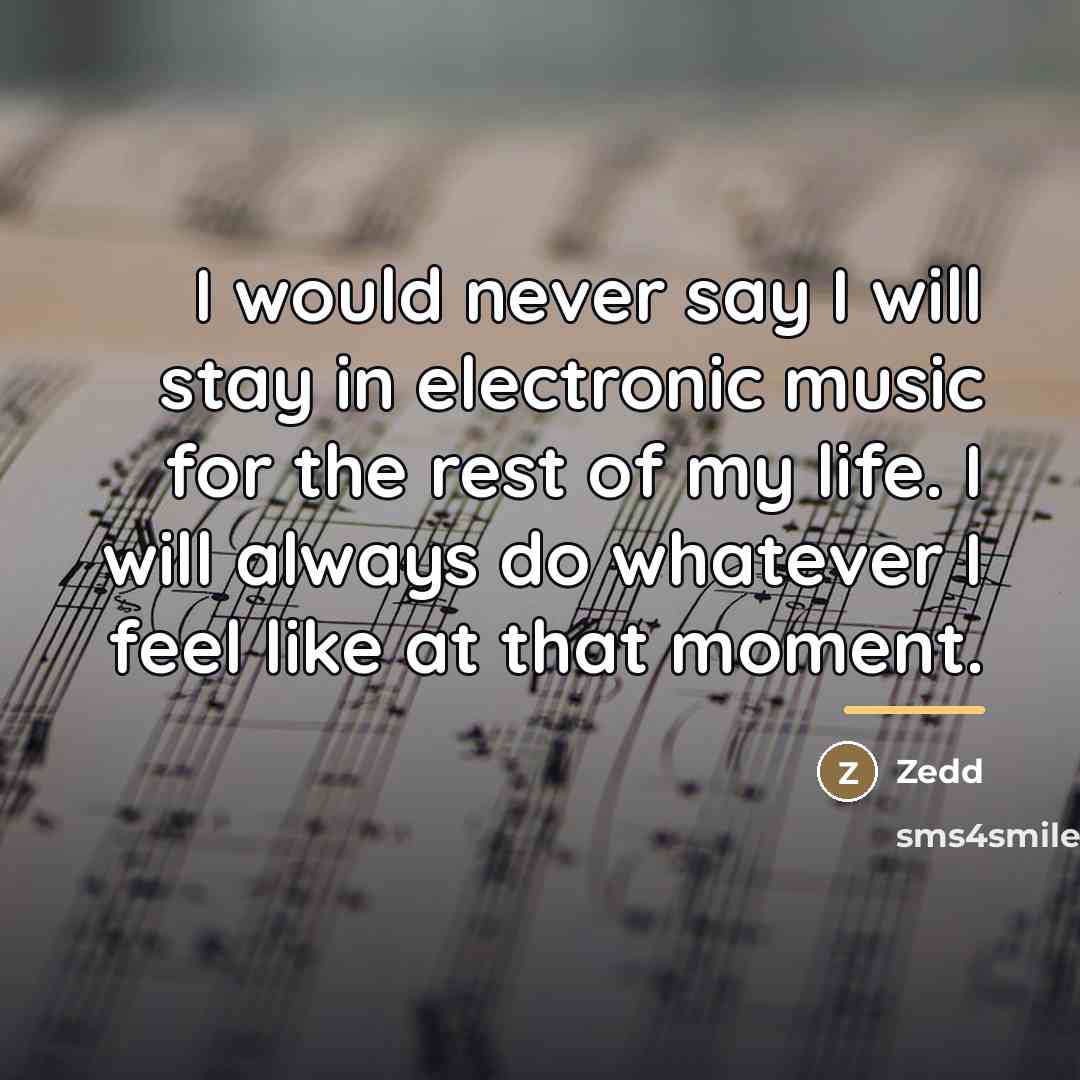 “I would never say I will stay in electronic music…” quote by Zedd