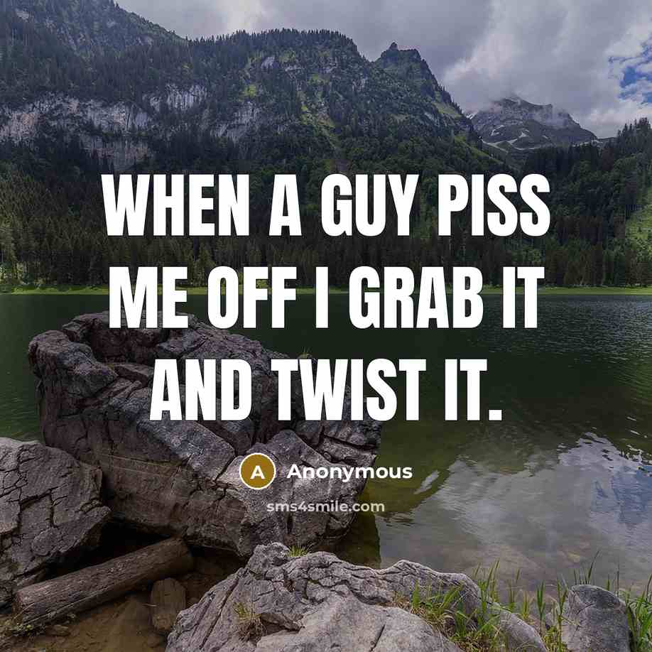 “When a guy piss me off I grab it and twist it.” quote by Anonymous
