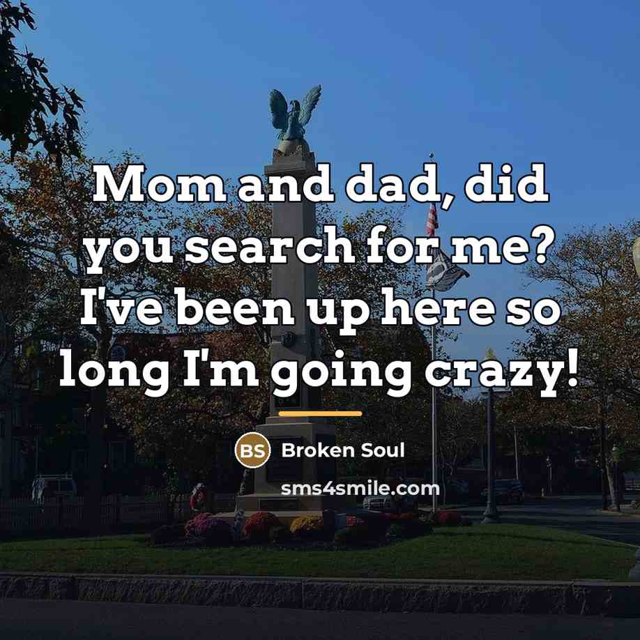 “Mom and dad, did you search for me? I've been…” quote by Broken Soul