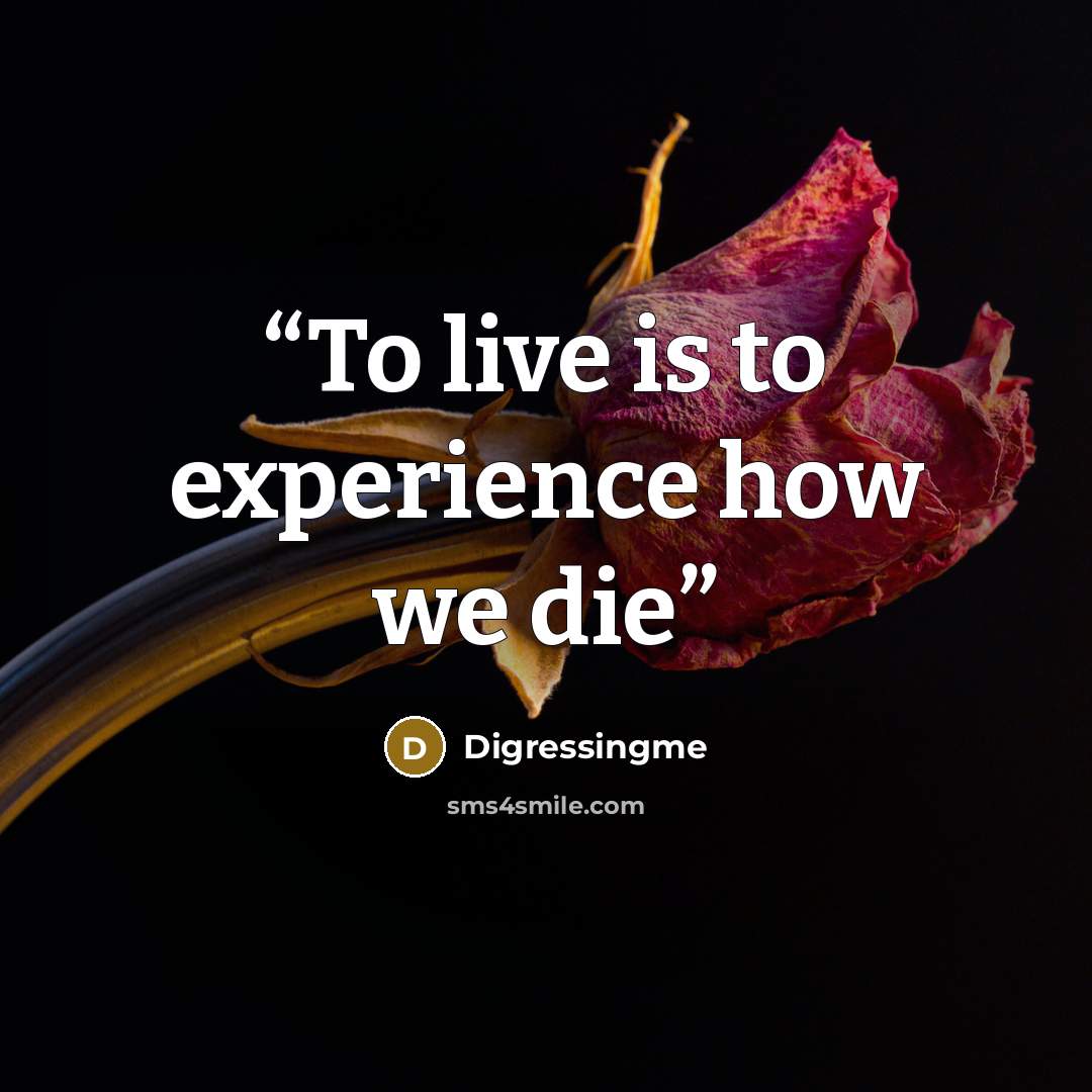“To live is to experience how we die” quote by Digressingme