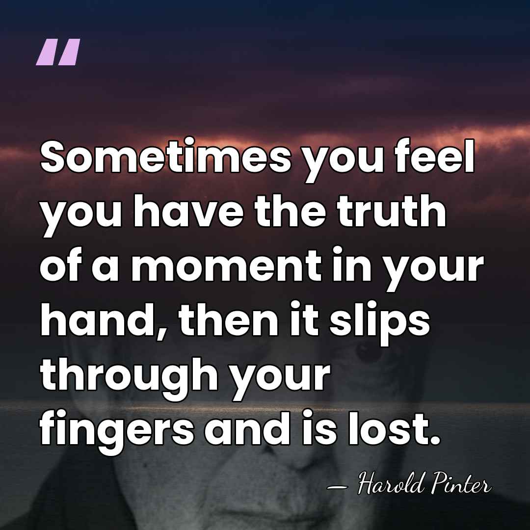 Sometimes you feel you have the truth of a moment in your&hellip; - Harold Pinter