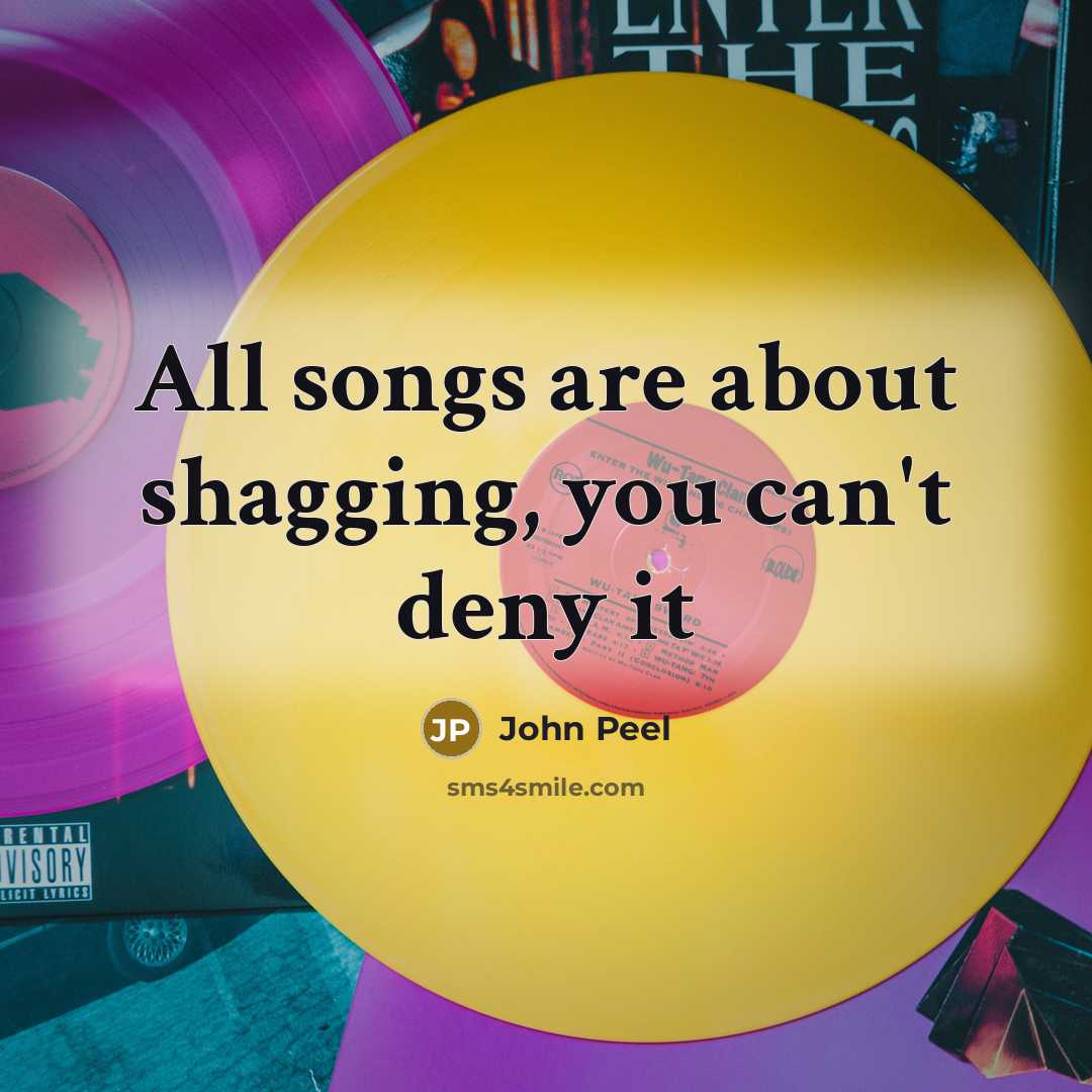 “All songs are about shagging, you can't deny it…” quote by John Peel