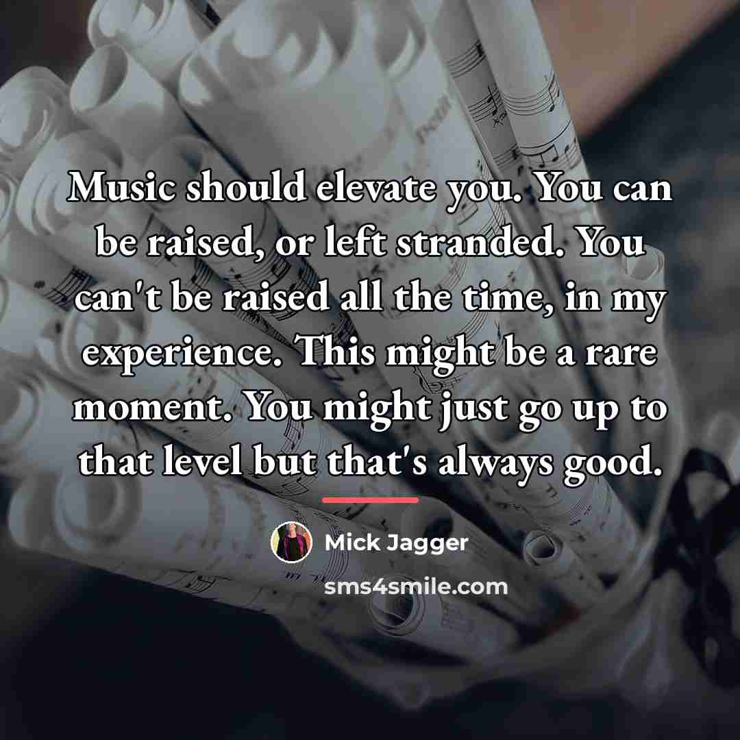 “Music should elevate you. You can be raised, or left…” quote by Mick Jagger