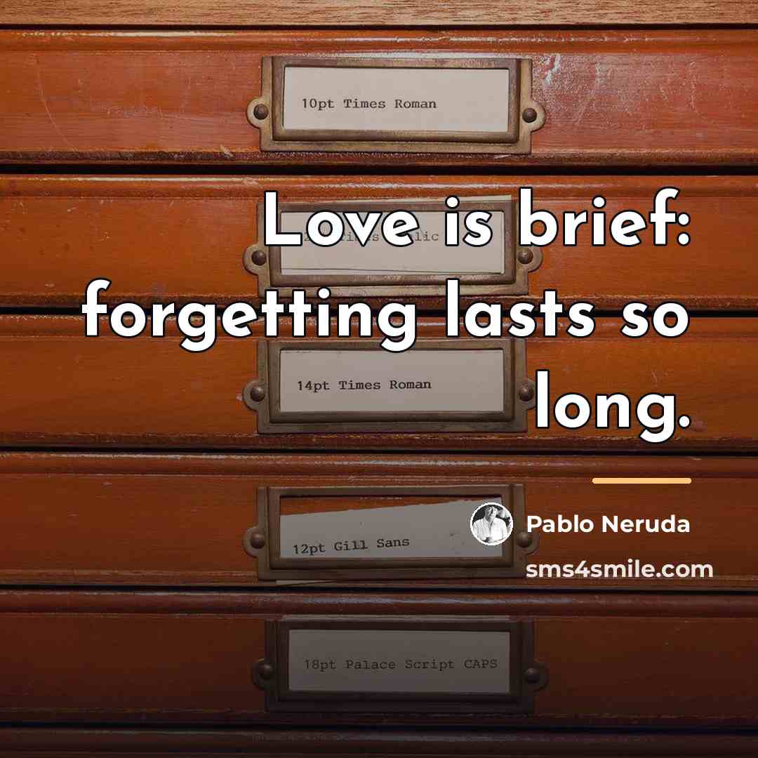 “Love is brief: forgetting lasts so long.…” quote by Pablo Neruda