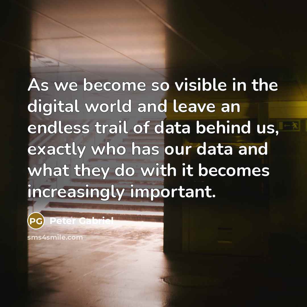“As we become so visible in the digital world and…” quote by Peter Gabriel