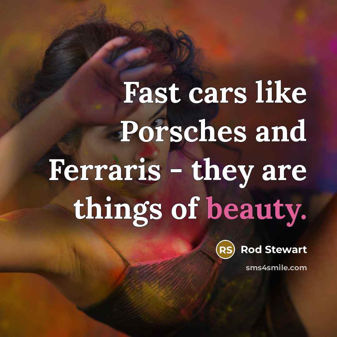 “Fast cars like Porsches and Ferraris - they are things…” quote by Rod Stewart