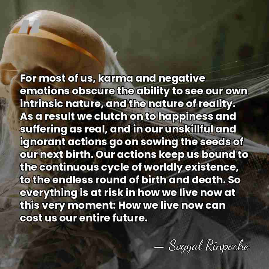For most of us, karma and negative emotions obscure the ability to&hellip; - Sogyal Rinpoche