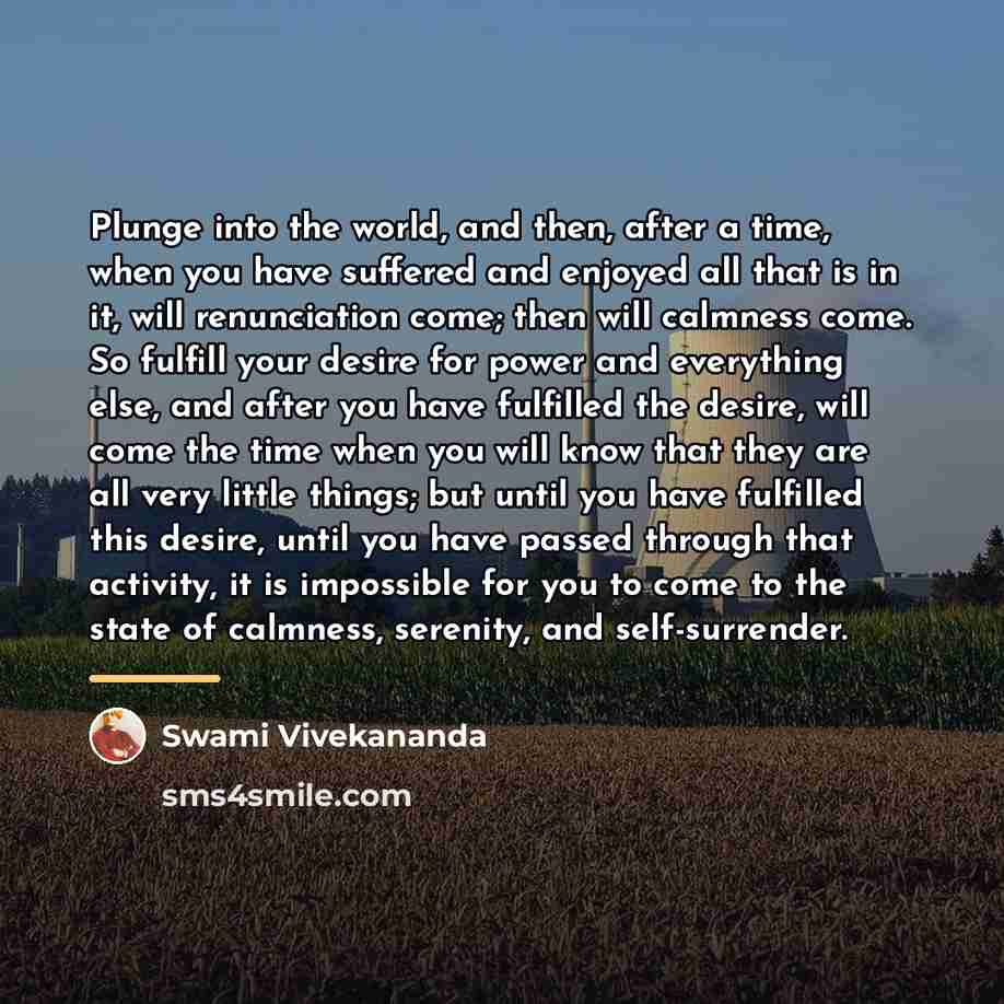 “Plunge into the world, and then, after a time, when…” quote by Swami Vivekananda