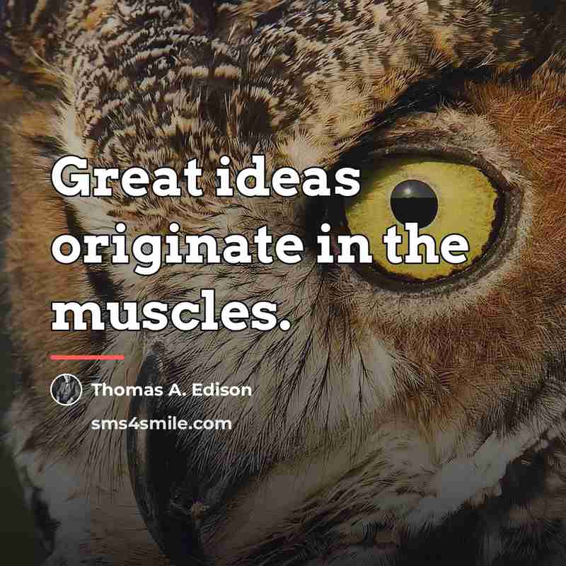“Great ideas originate in the muscles.…” quote by Thomas A. Edison