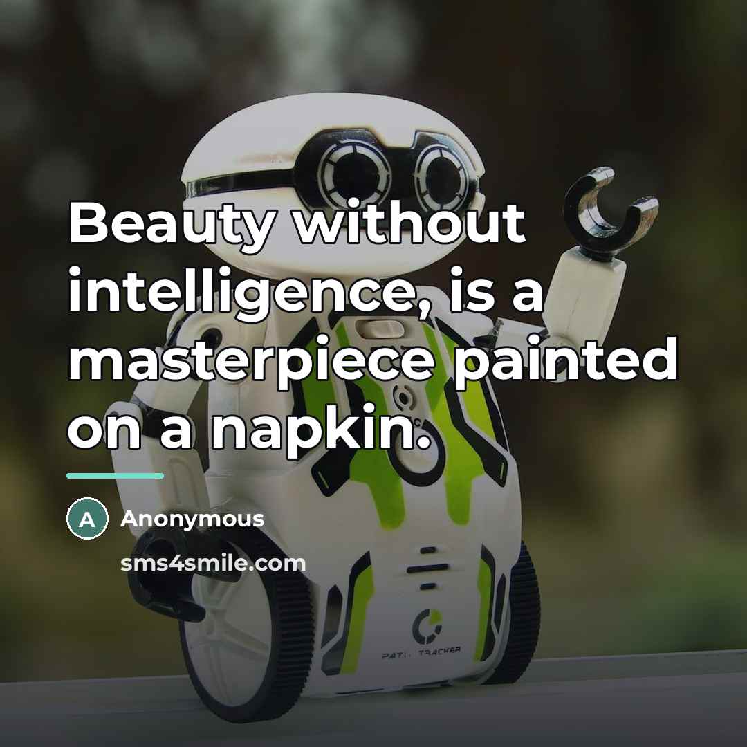 “Beauty without intelligence, is a masterpiece painted on a napkin.…” quote by Anonymous