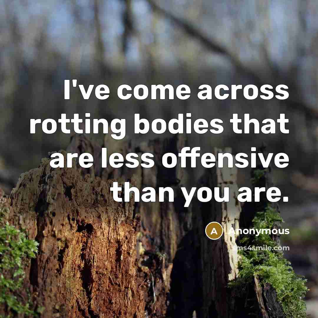 “I've come across rotting bodies that are less offensive than…” quote by Anonymous
