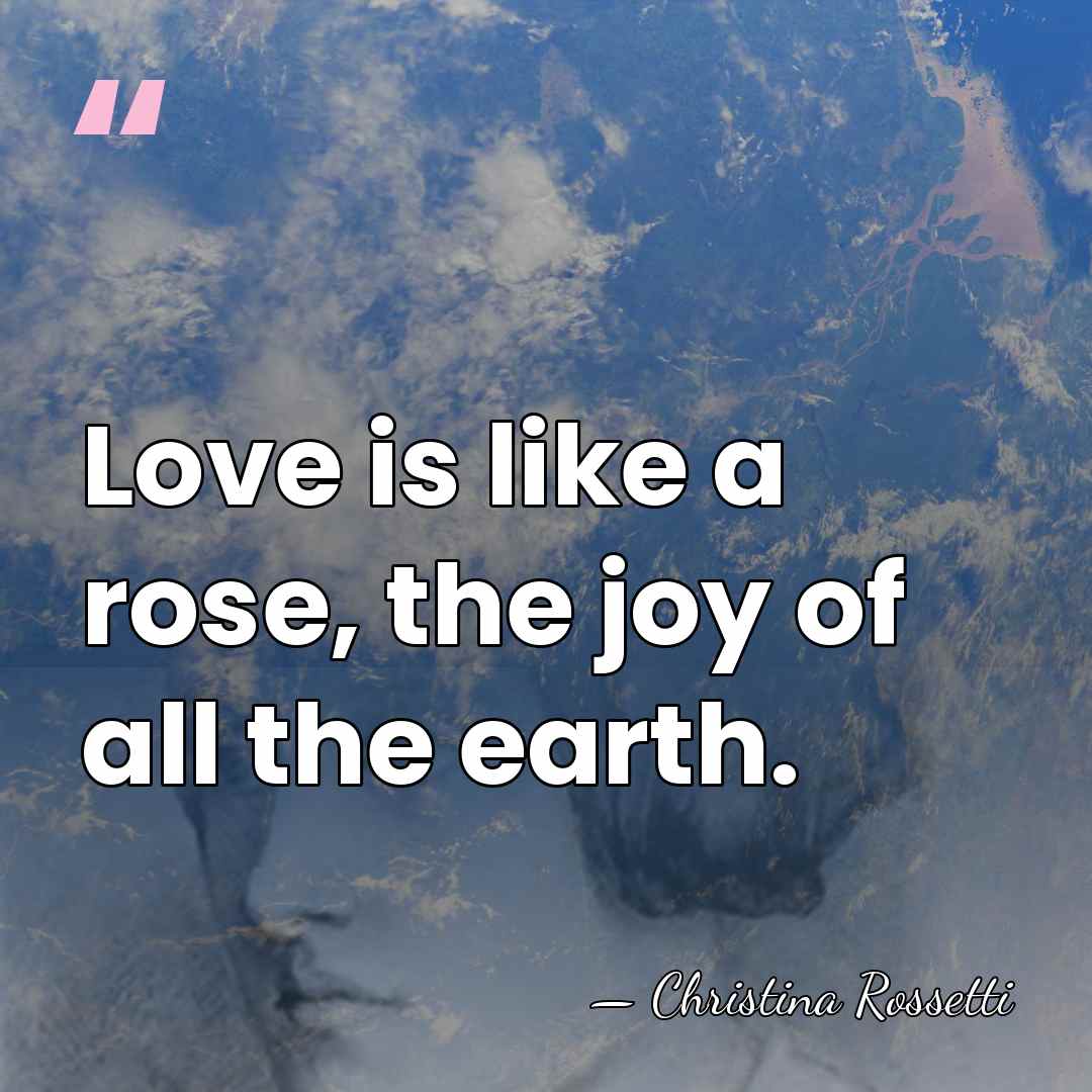 Love is like a rose, the joy of all the earth. - Christina Rossetti