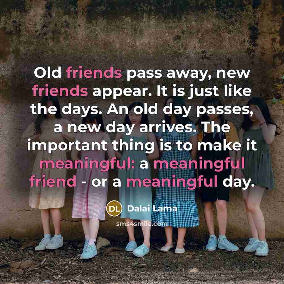 “Old friends pass away, new friends appear. It is just…” quote by Dalai Lama