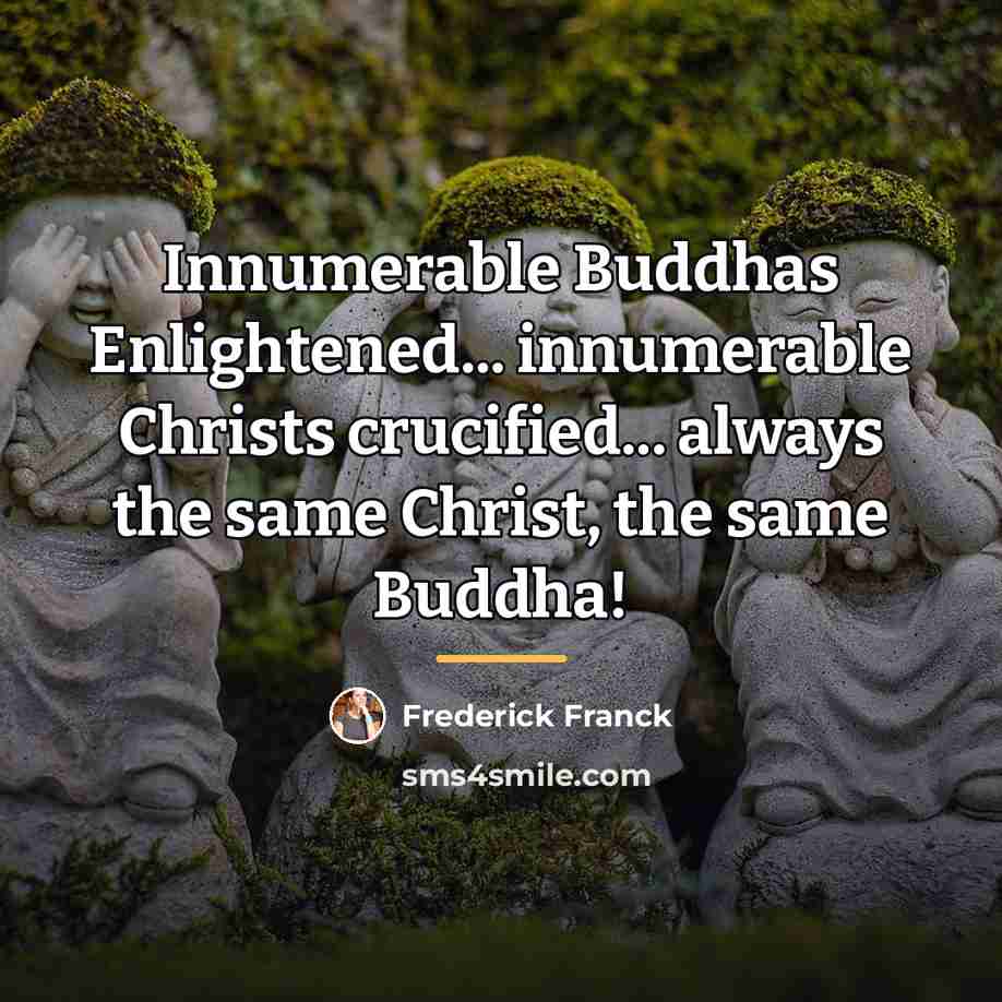 “Innumerable Buddhas Enlightened... innumerable Christs crucified... always the same Christ,…” quote by Frederick Franck