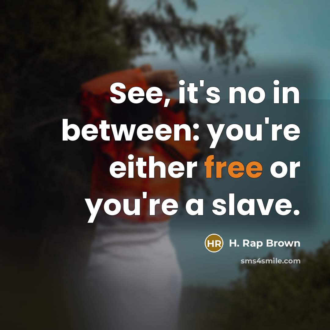 “See, it's no in between: you're either free or you're…” quote by H. Rap Brown