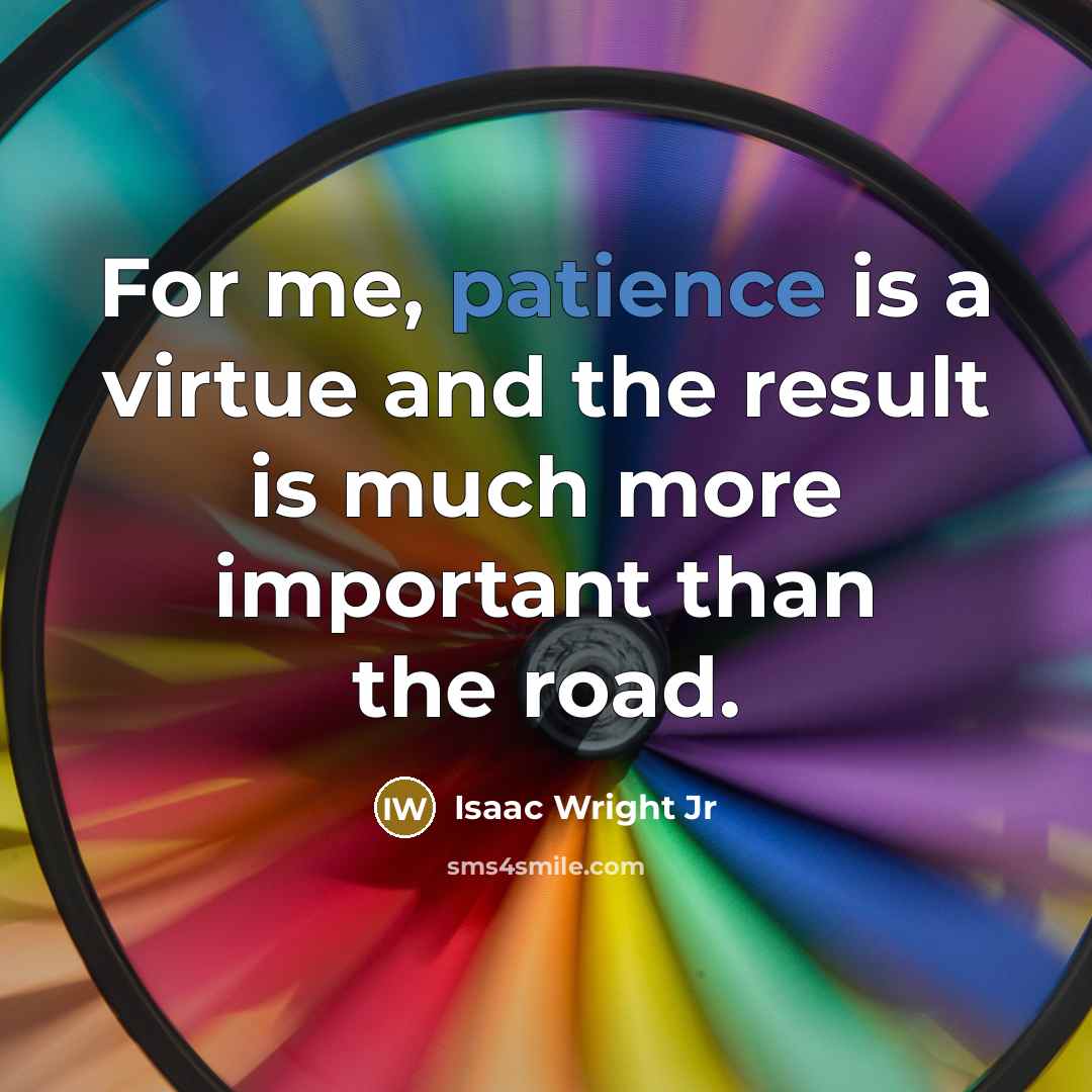 “For me, patience is a virtue and the result is…” quote by Isaac Wright Jr
