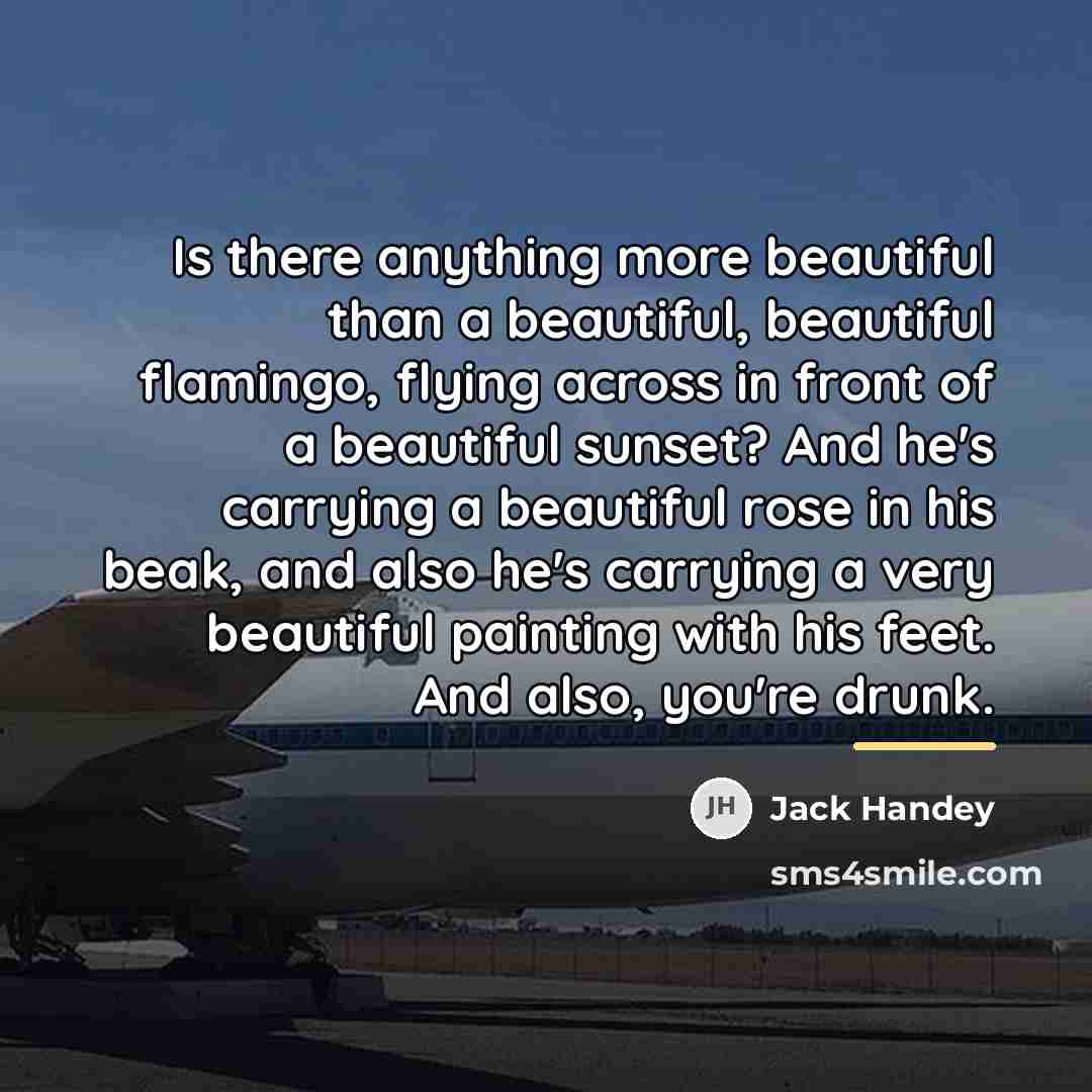 “Is there anything more beautiful than a beautiful, beautiful flamingo,…” quote by Jack Handey