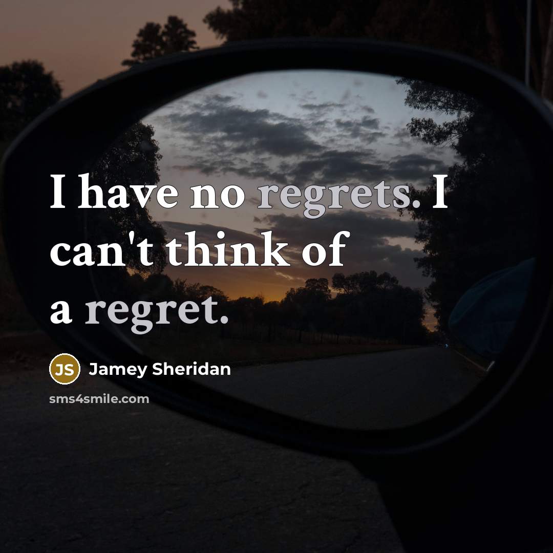 “I have no regrets. I can't think of a regret.…” quote by Jamey Sheridan