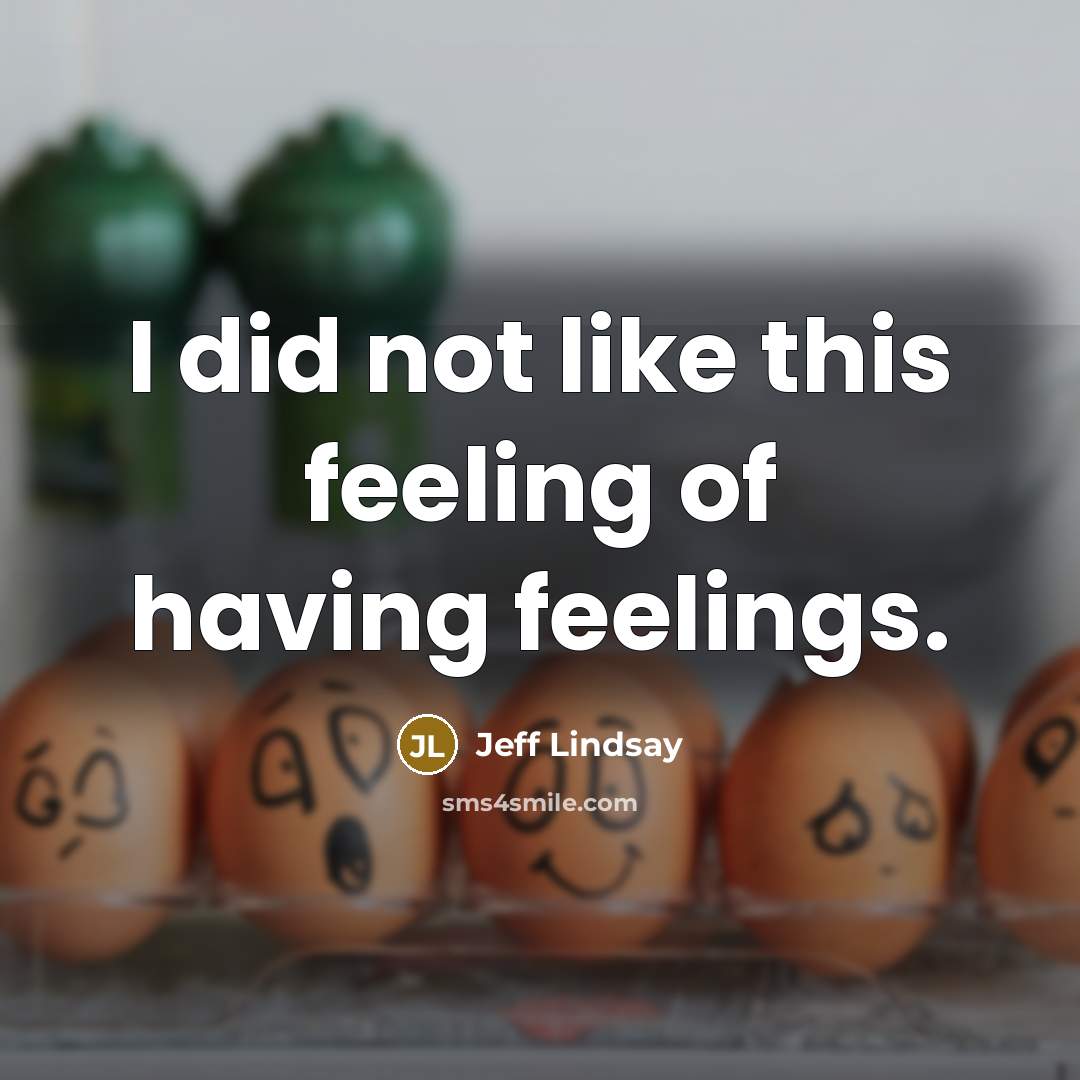 “I did not like this feeling of having feelings.…” quote by Jeff Lindsay