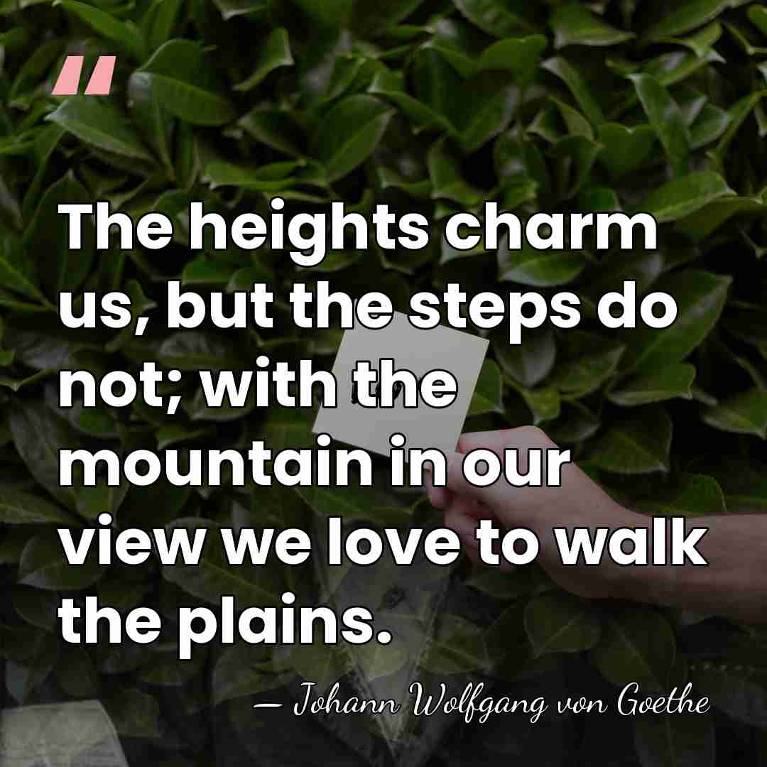 The heights charm us, but the steps do not; with the mountain&hellip; - Johann Wolfgang von Goethe