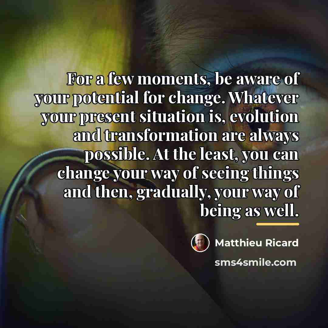 “For a few moments, be aware of your potential for…” quote by Matthieu Ricard