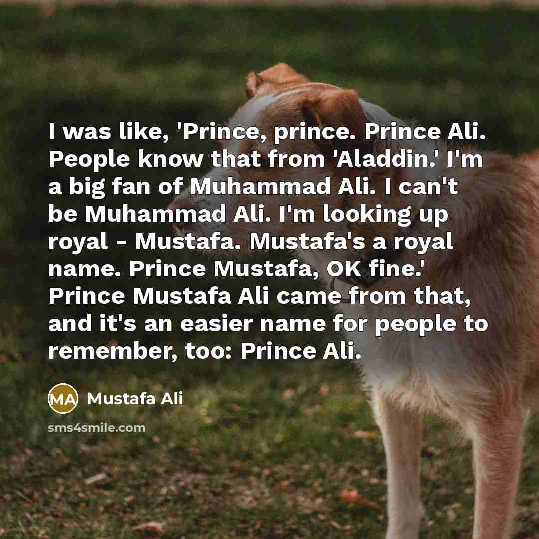 “I was like, 'Prince, prince. Prince Ali. People know that…” quote by Mustafa Ali