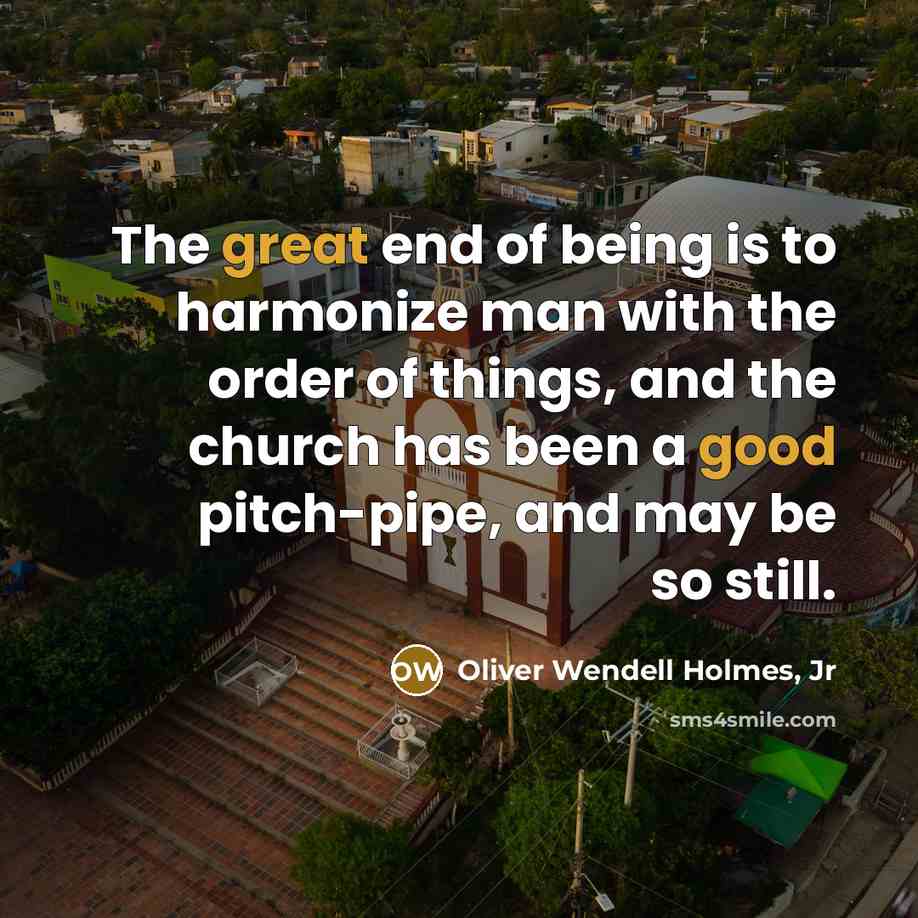 “The great end of being is to harmonize man with…” quote by Oliver Wendell Holmes, Jr