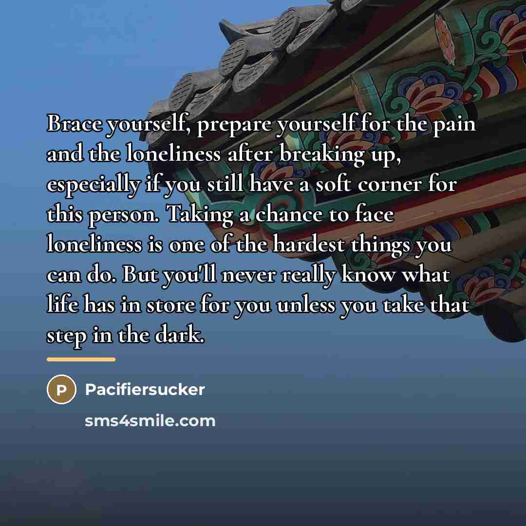 “Brace yourself, prepare yourself for the pain and the loneliness…” quote by Pacifiersucker