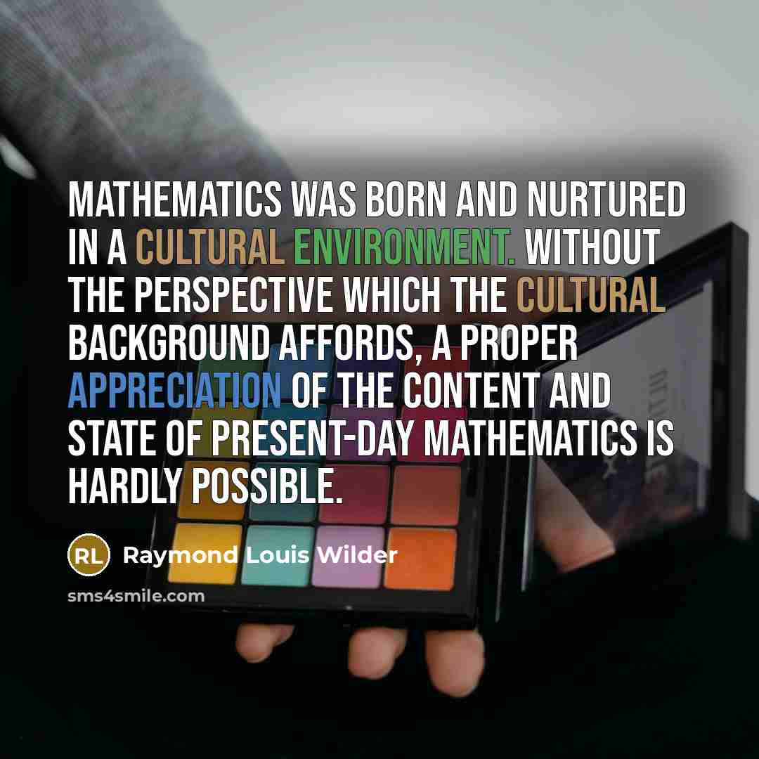“Mathematics was born and nurtured in a cultural environment. Without…” quote by Raymond Louis Wilder