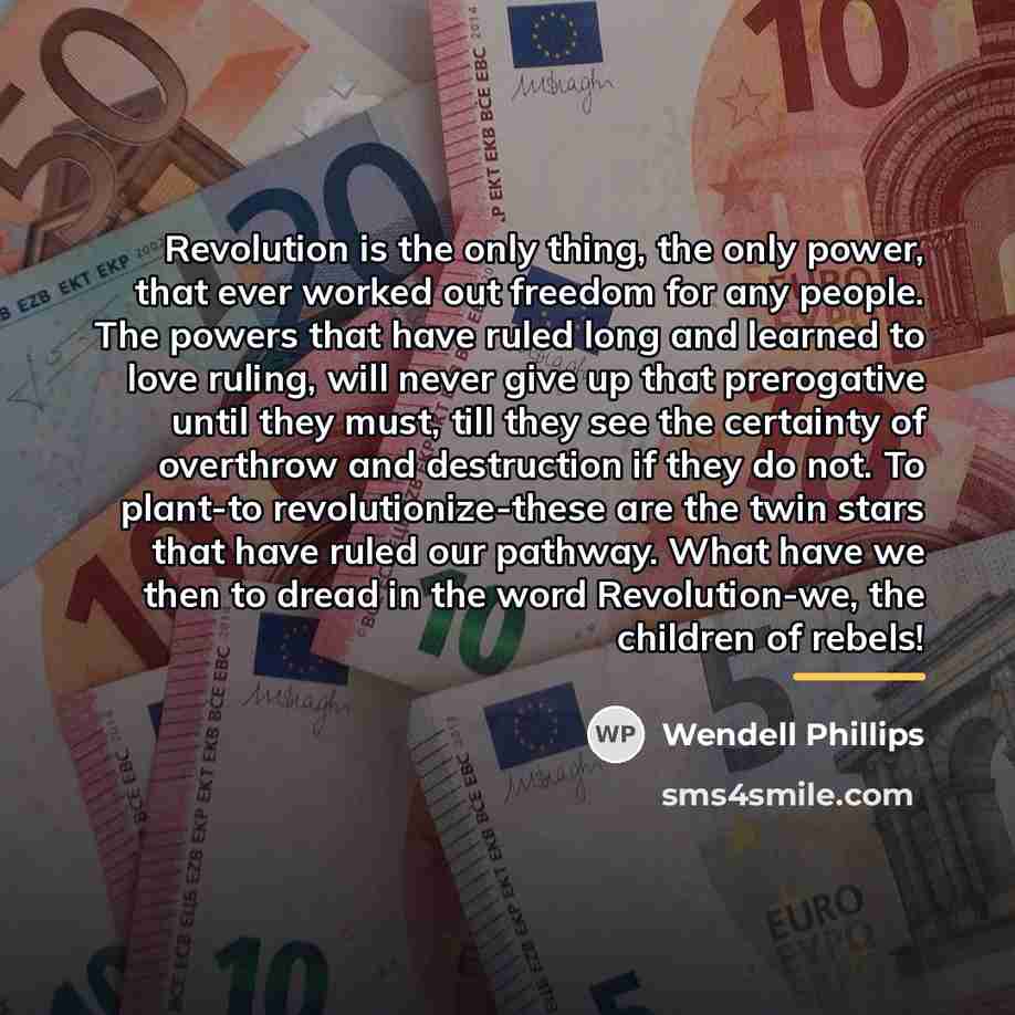 “Revolution is the only thing, the only power, that ever…” quote by Wendell Phillips