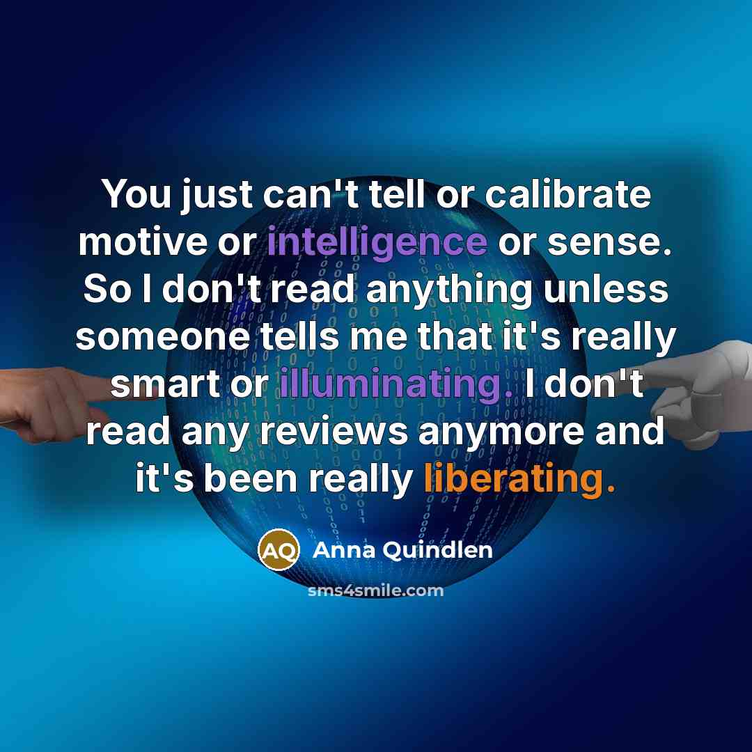 “You just can't tell or calibrate motive or intelligence or…” quote by Anna Quindlen