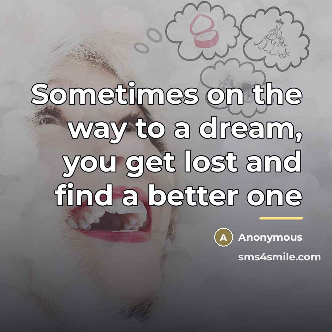 “Sometimes on the way to a dream, you get lost…” quote by Anonymous