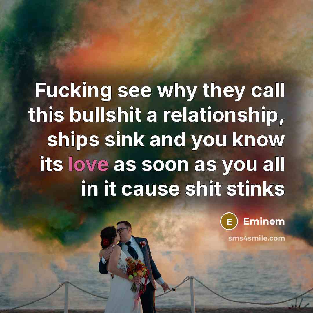 “Fucking see why they call this bullshit a relationship, ships…” quote by Eminem
